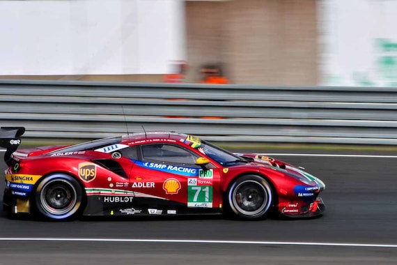 Ferrari 488 Gte Evo No71 24 Hours Of Le Mans Race 2018 In France Motor Sport Landscape Photograph Color Art Photo Print