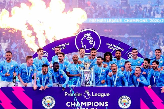 Manchester City FC Premier League Champions Winners 2021