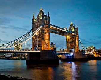 Tower Bridge Photograph River Thames London England UK landscape picture photo color print or poster