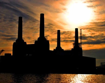 Battersea Power Station River Thames London England UK Foto Foto Print