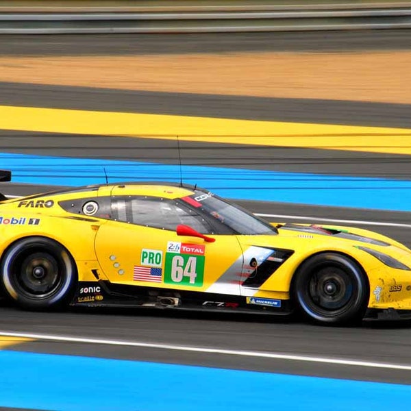 Chevrolet Corvette C7.R no64 racing at the 24 Hours Le Mans 2018 motorsport picture photo color photographic print or poster souvenir gift