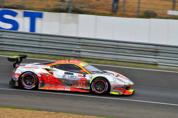 Ferrari 488 Gte No61 Racing At The 24 Hours Of Le Mans 2018 Motorsport Picture Photo Color Photographic Print Or Poster Souvenir Gift