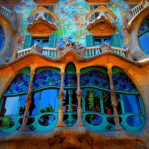Casa Batllo Antoni Gaudi Gebäude Barcelona Katalonien Spanien Fotografie Bild Druck