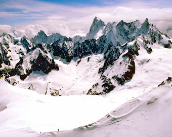 Chamonix Aiguille du Midi Mont Blanc Massif French Alps France alpine landscape photograph color art photographic print or poster