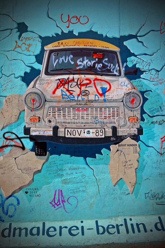 Artwork street art graffiti Berlin Wall Germany photograph picture poster print