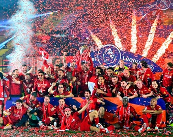 Impresión de imagen fotográfica del Liverpool FC, campeón de la Premier League 2020 en Anfield