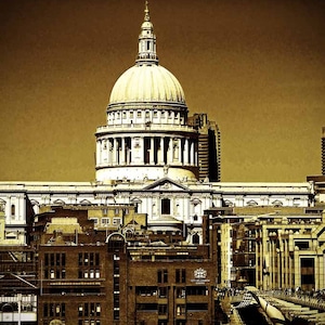 St Paul&#39;s Cathedral River Thames London England UK Photograph Picture Print