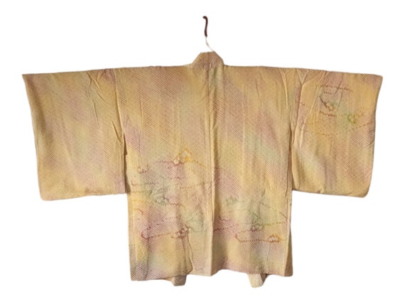 Vintage Japanese kimono (Haori jacket)/ Yellow&Ra… - image 1