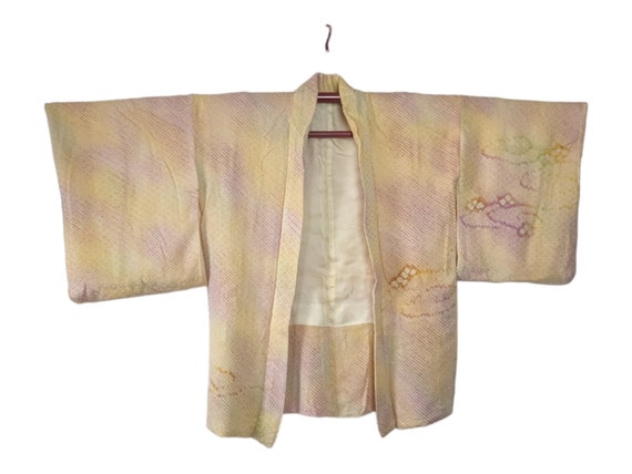Vintage Japanese kimono (Haori jacket)/ Yellow&Ra… - image 2