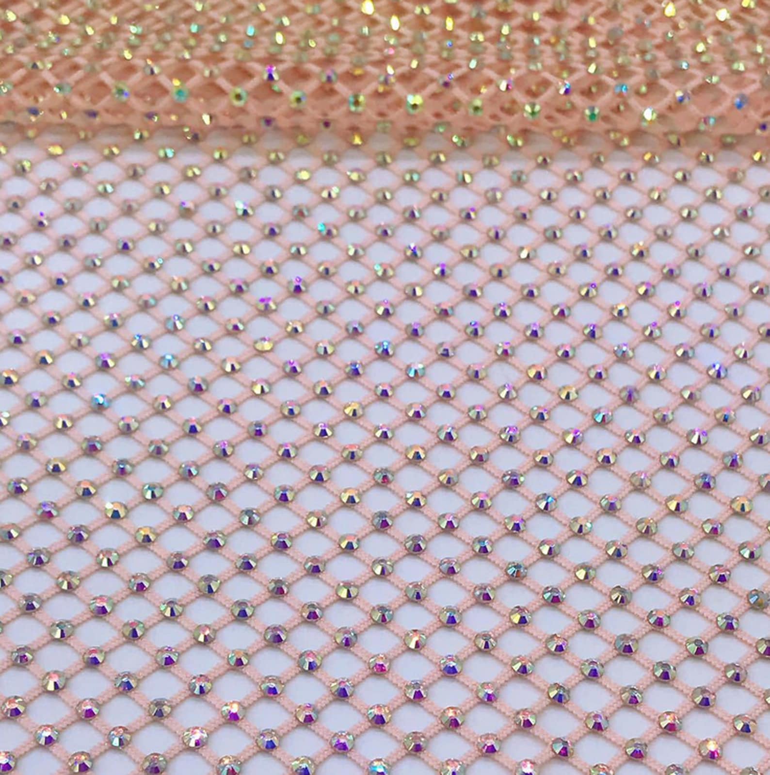 Bling Rhinestone Mesh Stretchable Rhinestone Fabric 45x115cm 4MM SS16 Rhinestone Stretchable