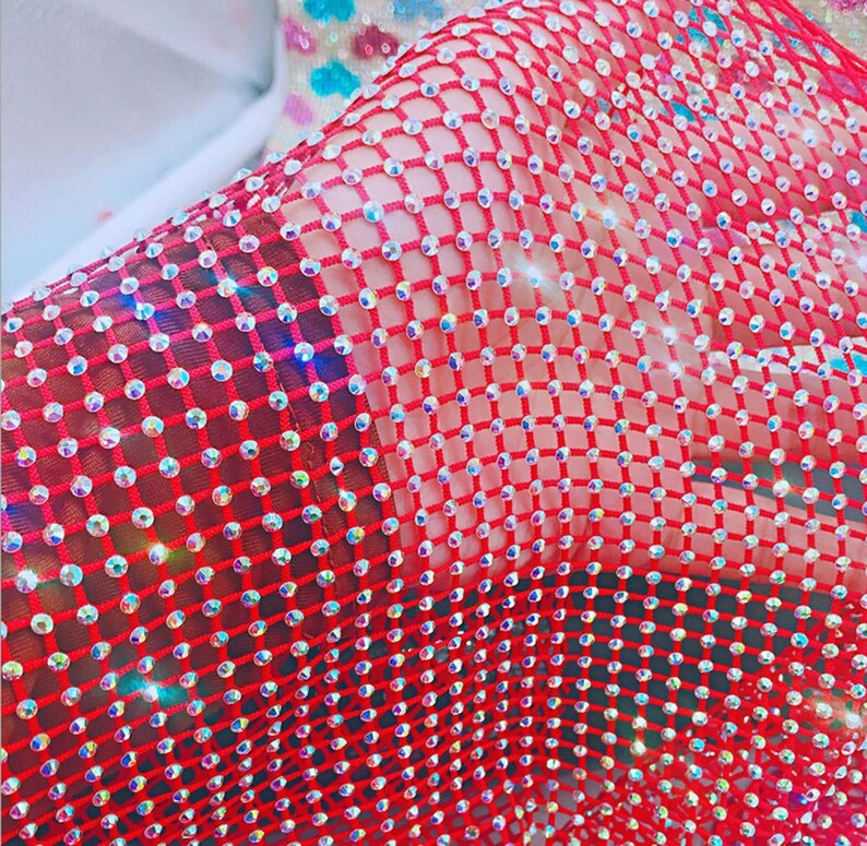 Bling Rhinestone Mesh Stretchable Rhinestone Fabric 45x115cm 4MM SS16