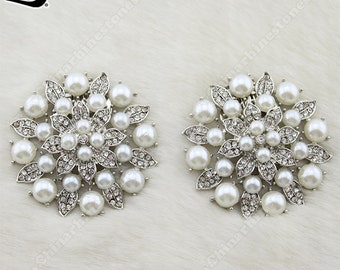 Spedizione gratuita 1 paio / lotto strass di perle fiore tessuto scarpa decor clip-on scarpa decor clip scarpe da sposa