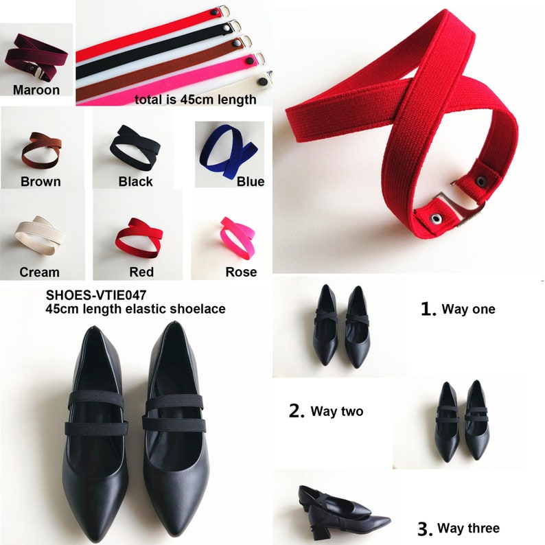 Shoe Straps for Heels, Pumps, Wedges, Flats, & Stilettos , Shoe Accessory Elastic Blue Shoe Straps Shoelaces Adjustable Shoe Band Shoe Lace image 1