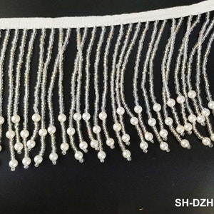 Free Shipping 1 yard 11 cm Width 4 Colors Pearl Beaded Trim Home Decor Trimming Fringe Trims