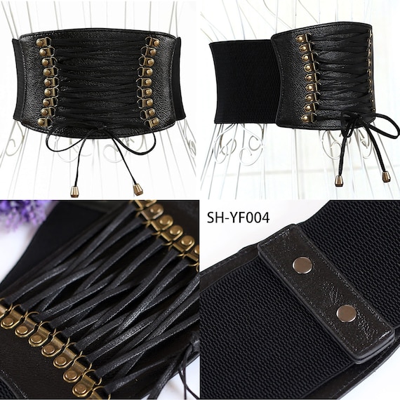 Free Shipping 1 Pc Available Wide PU Leather Belts/ Black Women