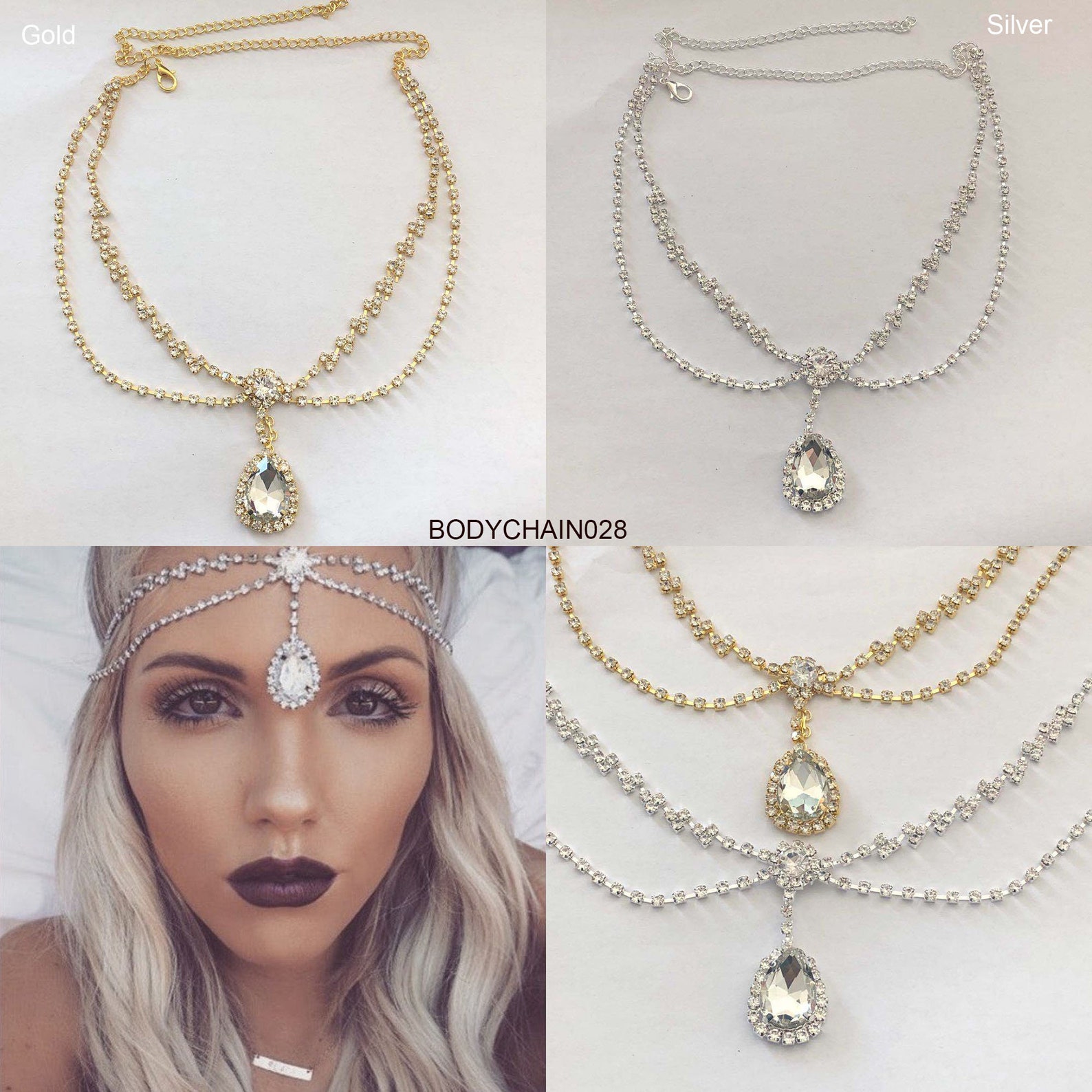 Head Chains Rhinestone Headwearnew Drop Chain for Forehead Etsy