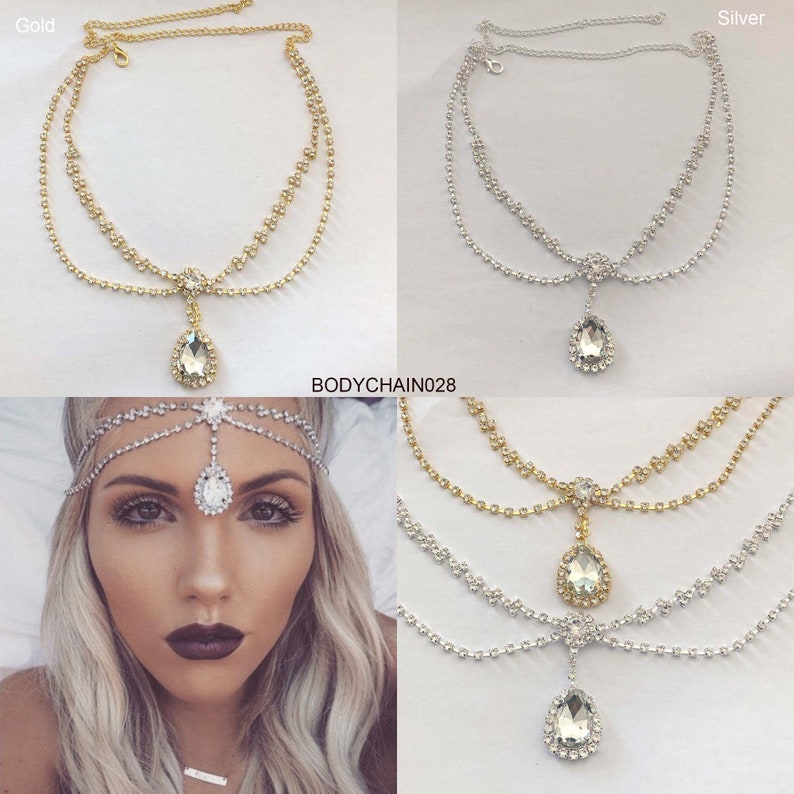Head Chains Rhinestone Headwearnew Drop Chain for Forehead Etsy