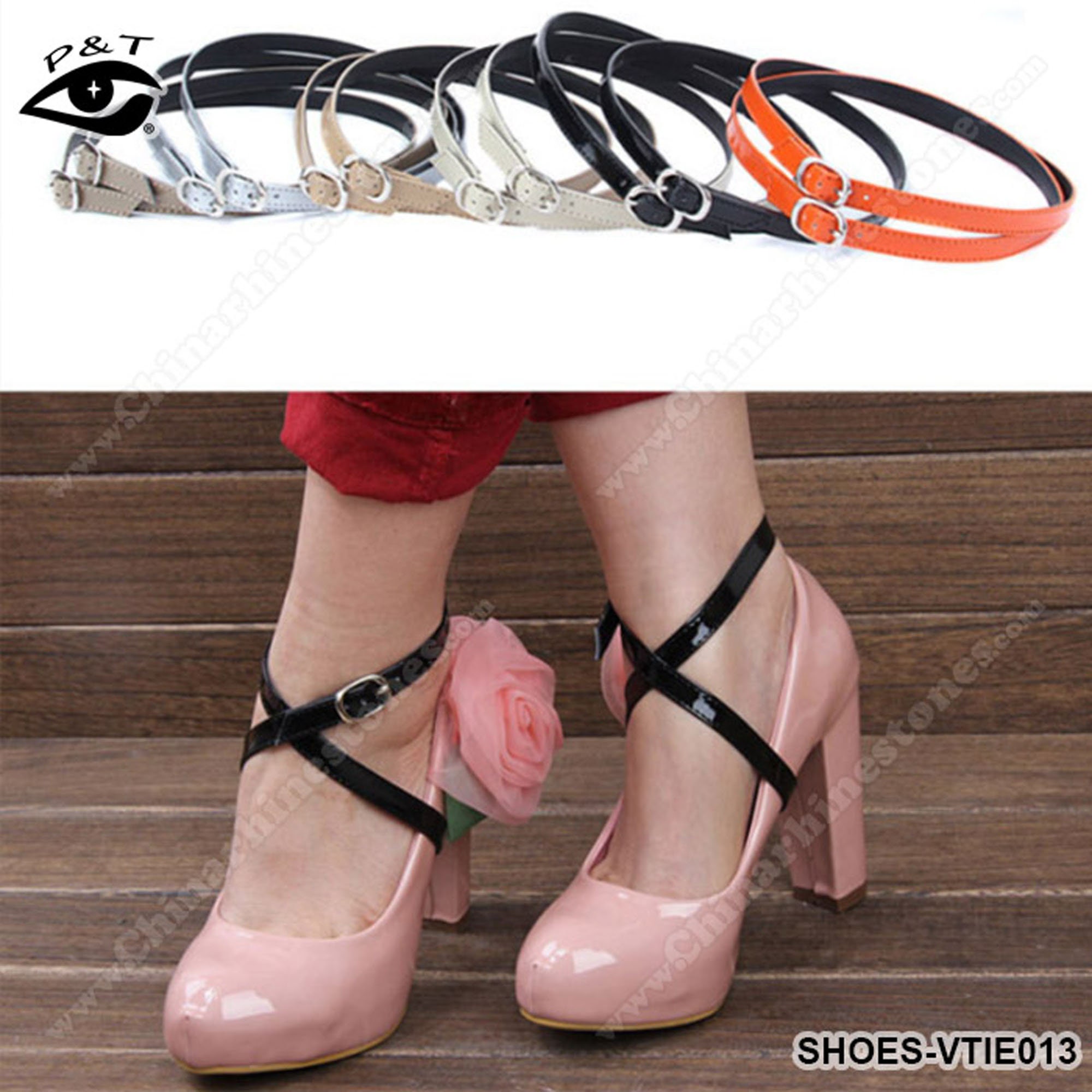 PU Leather Shoe Straps 55CM 2 Pair/lot Shoe Band Shoes Decor Heel