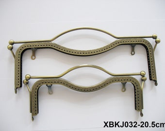 4Pcs  Free shipping 20.5cm M Shape Lip Hole Embossed Vintage Design Metal Purse Frames For Handbag
