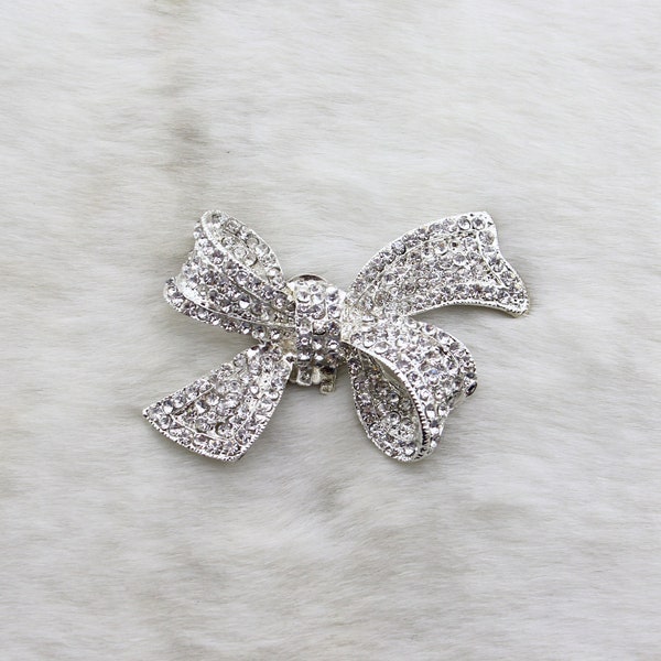 6.5x4.5CM Bowknot Diamonds Clips For Shoes ,Clip-on Rhinestones Decorations Glass Crystals Shoe Clip Wedding Shoe Clip