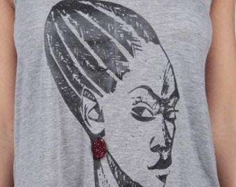 Grey top, Womens tshirt, Graphic tee, Shuku lady, African Tee, Nigerian Tee, African Print Tee, African top
