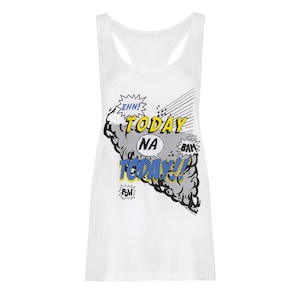 Graphic Tee, White t-shirt, Today na Today Vest Top, African Tee, Nigerian Tee, Naija t-shirt, Comic graphic tee, white vest, Women's tee image 2