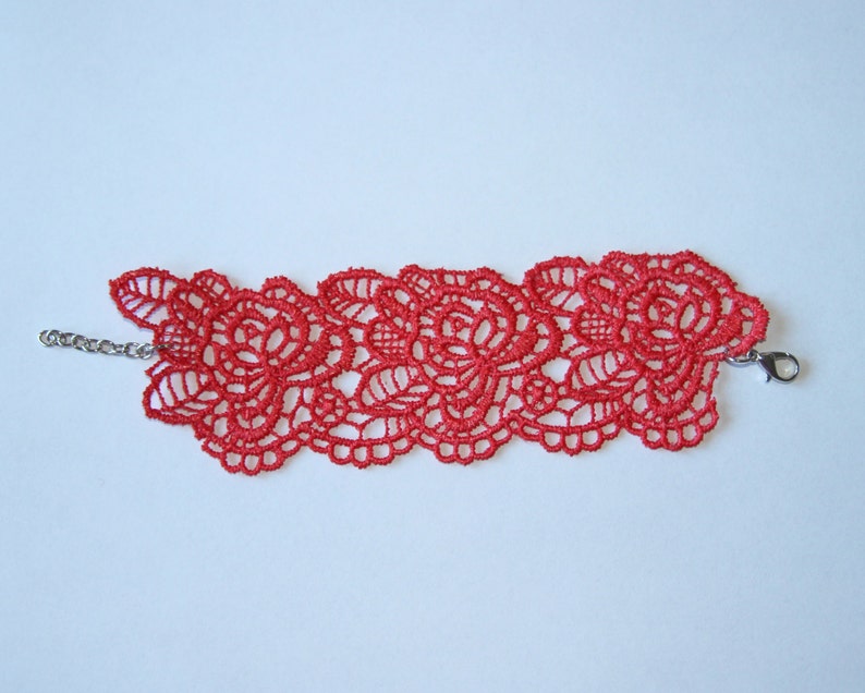 Gift for her black grey Lace bracelet cuff Choose your colour!Rose lace bracelet in red