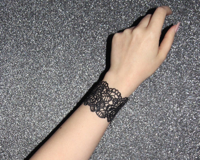 Gift for her black grey Lace bracelet cuff Choose your colour!Rose lace bracelet in red