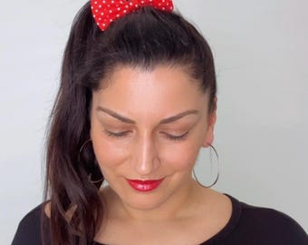 Handmade Bow Hair Tie Set, Cotton Ponytail Accessories, Polka Dot, Plaid & Floral Styles