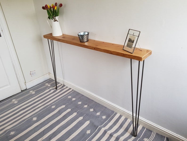 Narrow Rustic Console Table with Hairpin Legs Slimline Hall Etsy