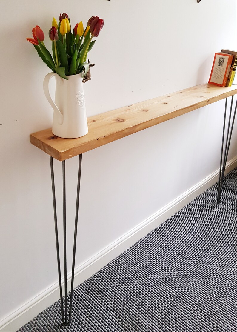 Narrow Rustic Console Table with Hairpin Legs Slimline Hall Etsy
