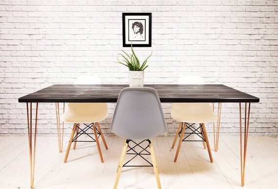 Black And Copper Kitchen Dining Table Sleek Modern Black Etsy