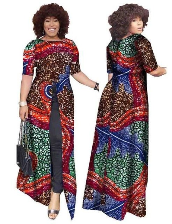 African Fabric Dress/ankara Dress/dress With Front Slit/long | Etsy