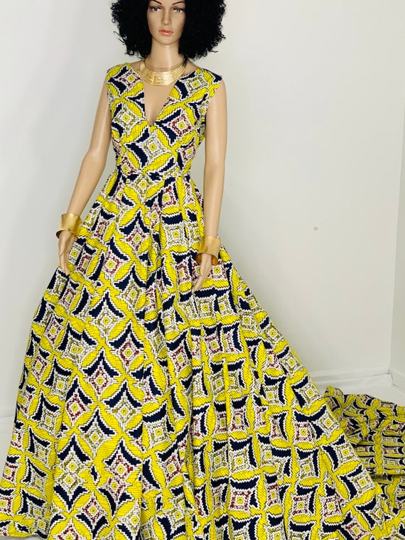 african print ball gown