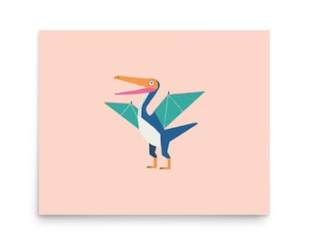 Pterodactylus dinosaurus kunstprint, moderne wanddecoratie, oningelijste poster