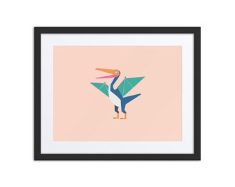 Ingelijste kunstprint van een pterodactylus-dinosaurus, moderne wanddecoratie, ingelijste poster