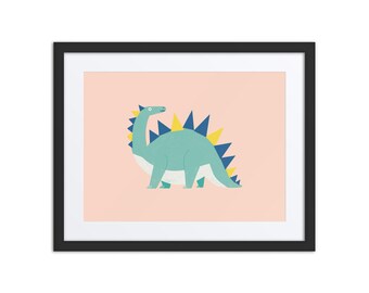 Ingelijste kunstprint van de Stegosaurus-dinosaurus, moderne wanddecoratie, ingelijste poster