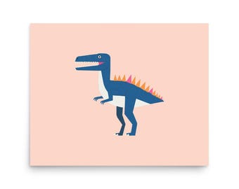 T-Rex dinosaurus kunstprint, moderne wanddecoratie, oningelijste poster