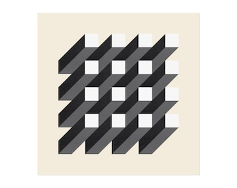 Mono-isometrische vierkanten kunstprint, moderne wanddecoratie, oningelijste poster