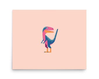 Velociraptor dinosaurus kunstprint, moderne wanddecoratie, oningelijste poster