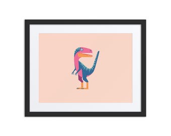Ingelijste kunstprint van de Velocoraptor-dinosaurus, moderne wanddecoratie, ingelijste poster