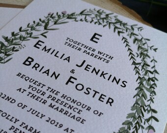 Digital Wedding Invite e rsvp card - Collezione WREATH LOVE con servizio di design gratuito