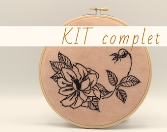 Kit broderie - Rose échevelée - Kit créatif DIY