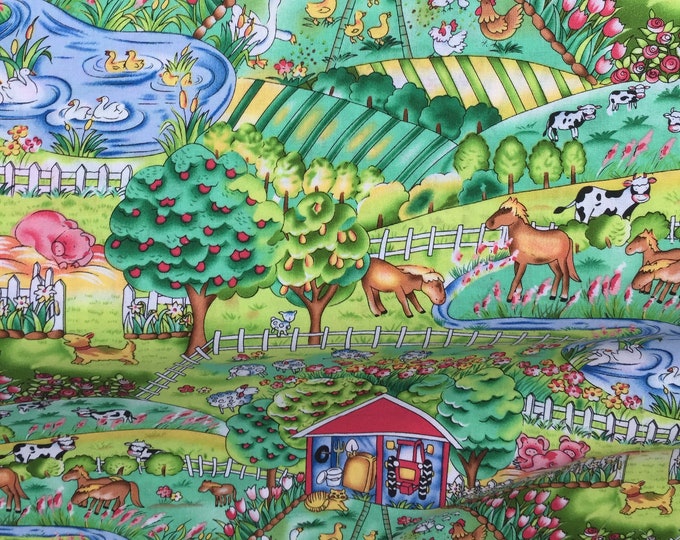 100% Cotton Fabric - Farmyard Design 144cm wide