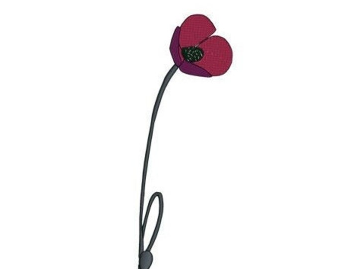 Flower Poppy Embroidery Design for machine embroidery. Available in PES, JEF, DST and more formats.