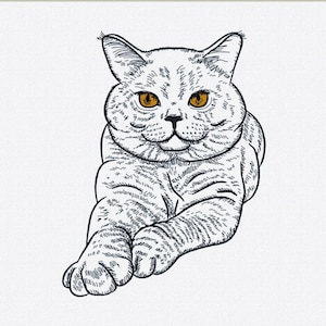 Motif de broderie chat en appliqué pour broderie machine. Disponible dans les formats PES, JEF, DST et dans d&#39;autres formats.