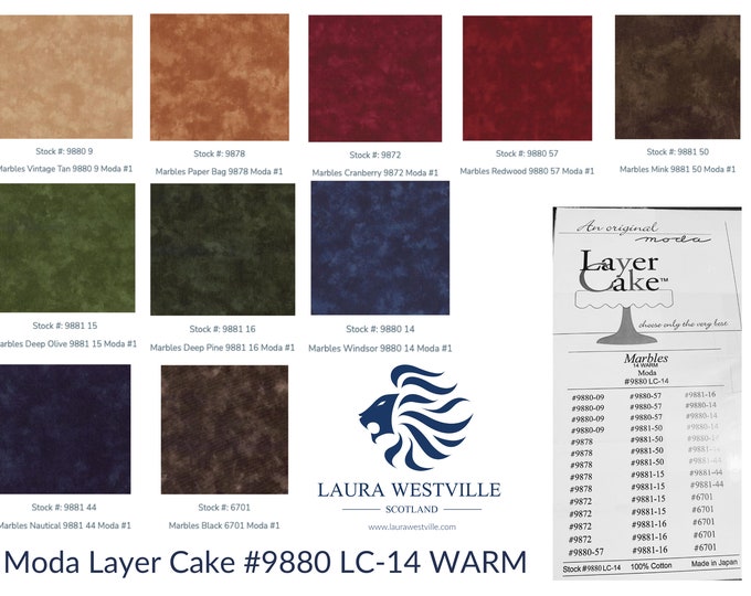 42 Piece 10" x 10" Squares - Moda Layer Cake #9880 LC-14 Marbles 14 WARM Colours