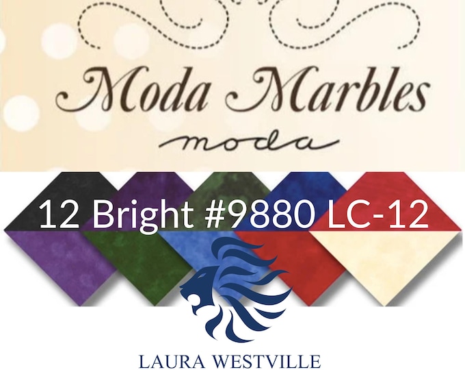 42 Piece 10" x 10" Squares Moda Layer Cake #9880 LC-12 Marbles 12 BRIGHT Colours