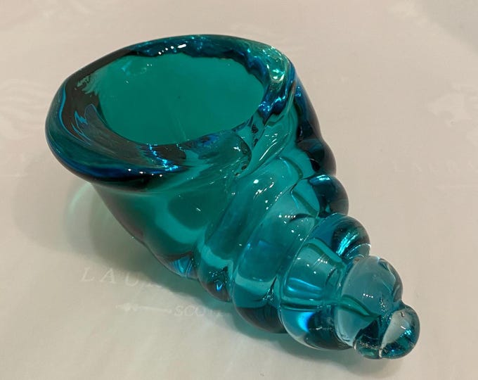 Vintage Murano Glass Small Cone Seashell in Aqua Blue