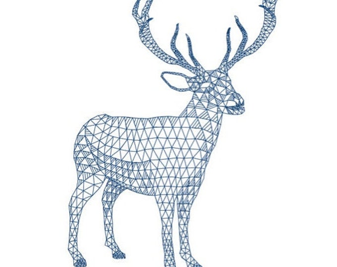 Geometric Stag Embroidery Design for machine embroidery. Available in PES, JEF, DST and more formats.
